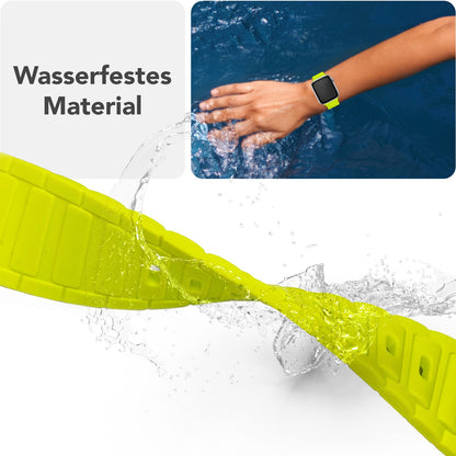 NALIA Pulse Armband für Apple Watch Series Ultra/SE/10/9/8/7/6/5/4/3/2/1, Gehäusegröße 42/44/45/46/49mm, 3D Textur Silikon Sportarmband mit Steck-Pin Verschluss Neon Gelb NALIA Silikon Armband