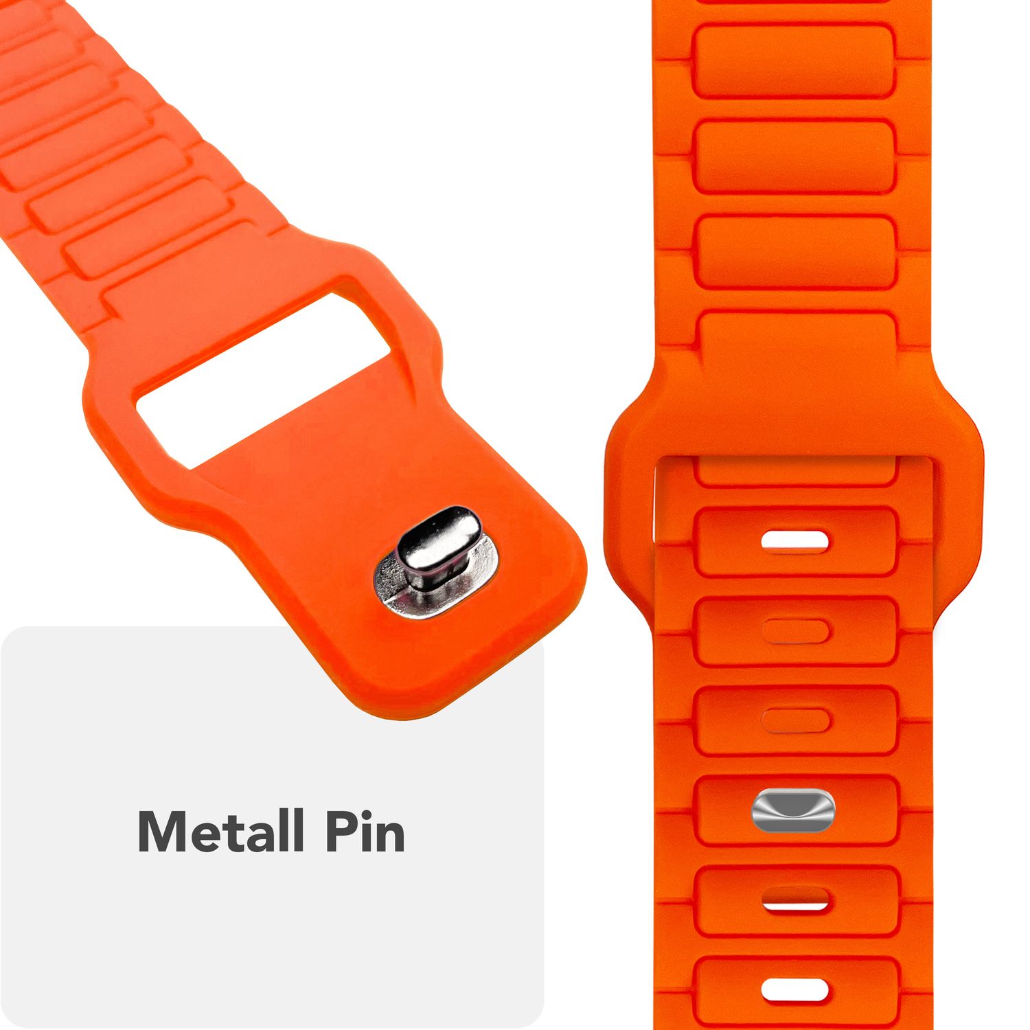 NALIA Pulse Armband für Apple Watch Series Ultra/SE/10/9/8/7/6/5/4/3/2/1, Gehäusegröße 42/44/45/46/49mm, 3D Textur Silikon Sportarmband mit Steck-Pin Verschluss Neon Orange NALIA Silikon Armband