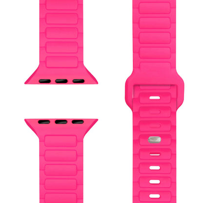 NALIA Pulse Armband für Apple Watch Series Ultra/SE/10/9/8/7/6/5/4/3/2/1, Gehäusegröße 42/44/45/46/49mm, 3D Textur Silikon Sportarmband mit Steck-Pin Verschluss Neon Pink NALIA Silikon Armband