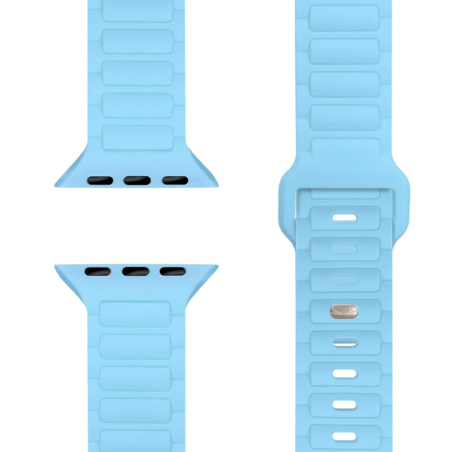 NALIA Pulse Armband für Apple Watch Series Ultra/SE/10/9/8/7/6/5/4/3/2/1, Gehäusegröße 42/44/45/46/49mm, 3D Textur Silikon Sportarmband mit Steck-Pin Verschluss Ozeanblau NALIA Silikon Armband