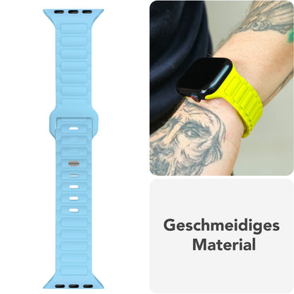 NALIA Pulse Armband für Apple Watch Series Ultra/SE/10/9/8/7/6/5/4/3/2/1, Gehäusegröße 42/44/45/46/49mm, 3D Textur Silikon Sportarmband mit Steck-Pin Verschluss Ozeanblau NALIA Silikon Armband