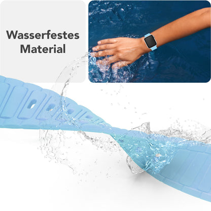 NALIA Pulse Armband für Apple Watch Series Ultra/SE/10/9/8/7/6/5/4/3/2/1, Gehäusegröße 42/44/45/46/49mm, 3D Textur Silikon Sportarmband mit Steck-Pin Verschluss Ozeanblau NALIA Silikon Armband