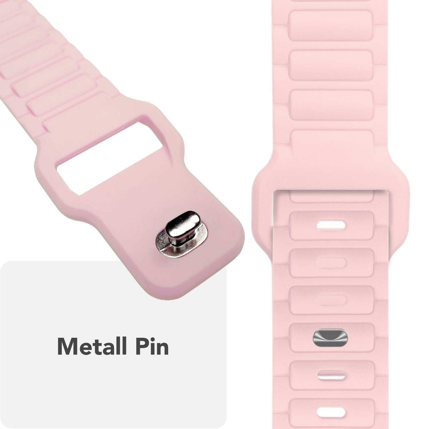 NALIA Pulse Armband für Apple Watch Series Ultra/SE/10/9/8/7/6/5/4/3/2/1, Gehäusegröße 42/44/45/46/49mm, 3D Textur Silikon Sportarmband mit Steck-Pin Verschluss Zartrosa NALIA Silikon Armband