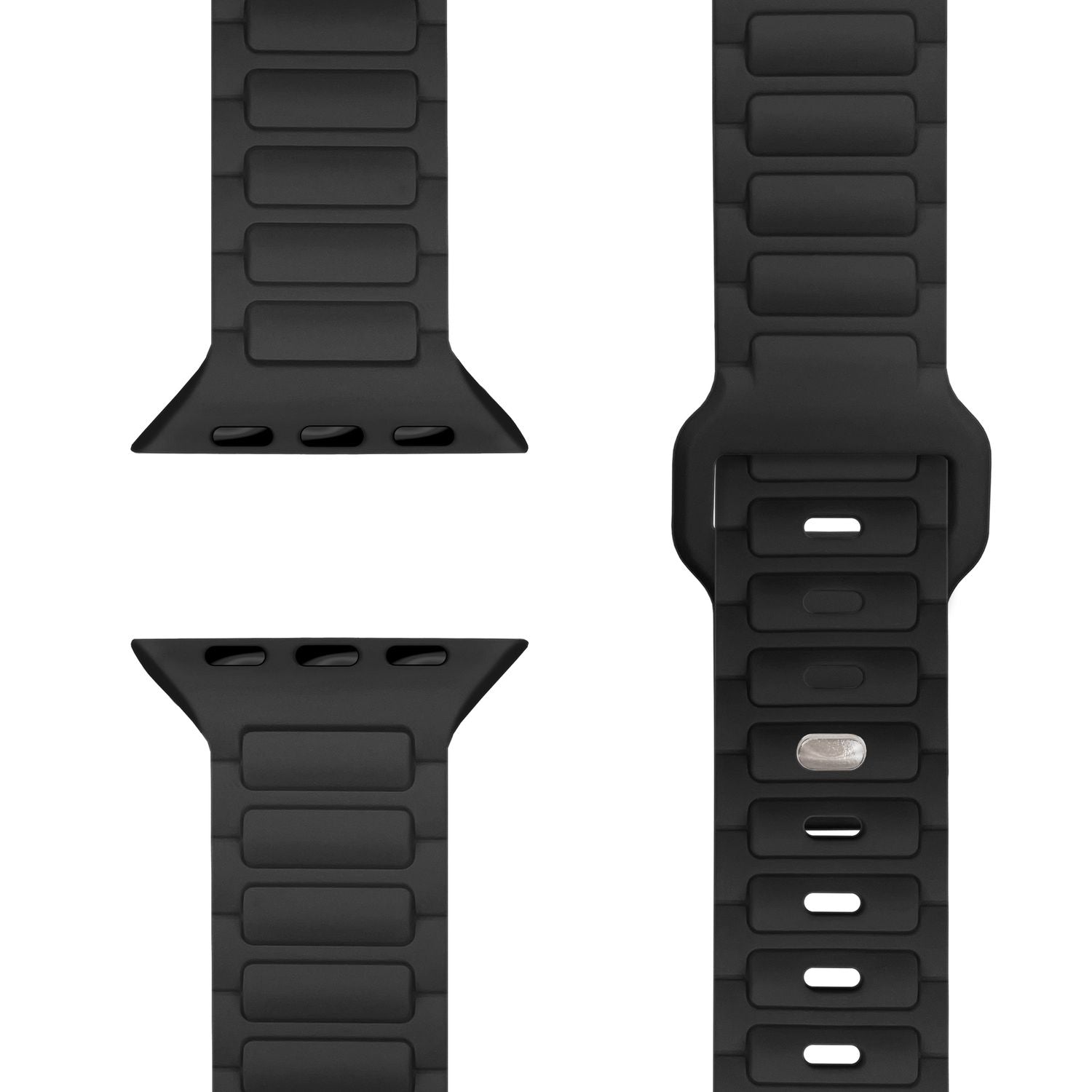 NALIA Pulse Armband für Apple Watch Series Ultra/SE/10/9/8/7/6/5/4/3/2/1, Gehäusegröße 42/44/45/46/49mm, 3D Textur Silikon Sportarmband mit Steck-Pin Verschluss Nachtschwarz NALIA Silikon Armband