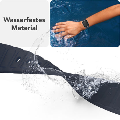 NALIA Pulse Armband für Apple Watch Series Ultra/SE/10/9/8/7/6/5/4/3/2/1, Gehäusegröße 42/44/45/46/49mm, 3D Textur Silikon Sportarmband mit Steck-Pin Verschluss Marineblau NALIA Silikon Armband