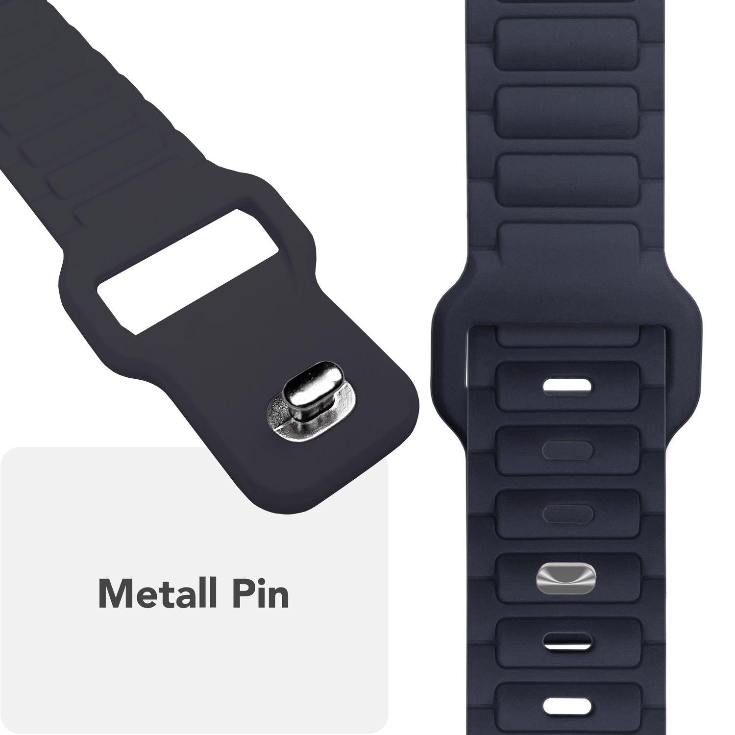 NALIA Pulse Armband für Apple Watch Series Ultra/SE/10/9/8/7/6/5/4/3/2/1, Gehäusegröße 42/44/45/46/49mm, 3D Textur Silikon Sportarmband mit Steck-Pin Verschluss Marineblau NALIA Silikon Armband