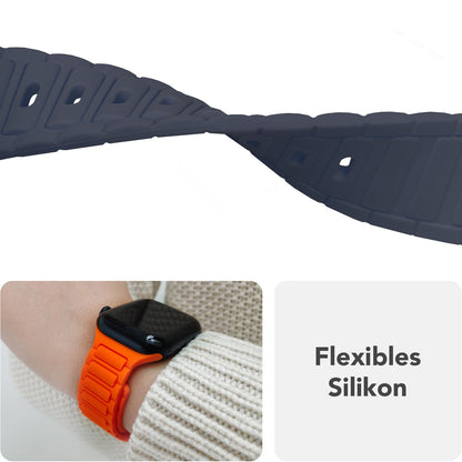 NALIA Pulse Armband für Apple Watch Series Ultra/SE/10/9/8/7/6/5/4/3/2/1, Gehäusegröße 42/44/45/46/49mm, 3D Textur Silikon Sportarmband mit Steck-Pin Verschluss Marineblau NALIA Silikon Armband