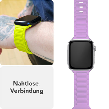 NALIA Pulse Armband für Apple Watch Series Ultra/SE/10/9/8/7/6/5/4/3/2/1, Gehäusegröße 42/44/45/46/49mm, 3D Textur Silikon Sportarmband mit Steck-Pin Verschluss Flieder Lila NALIA Silikon Armband