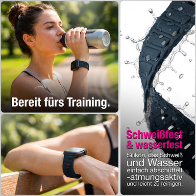 NALIA Pulse Silikon Armband kompatibel mit Apple Watch Armband iWatch Series Ultra/SE 10 9 8 7 6 5 4 3 2 1, 42/44/45/46/49mm, 3D Sportarmband mit Steck-Pin Verschluss Marineblau NALIA Silikon Armband