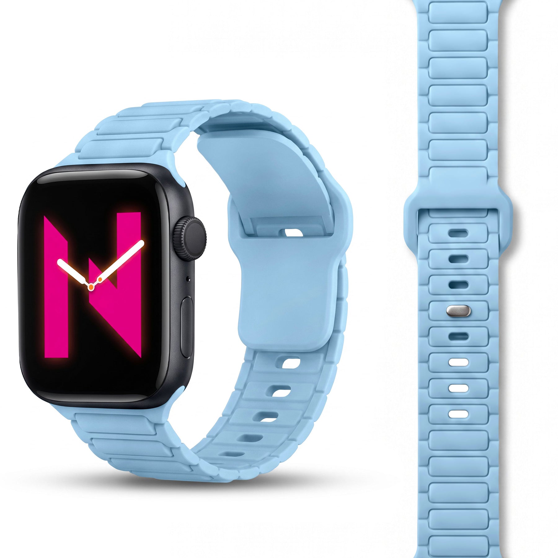 NALIA Pulse Silikon Armband kompatibel mit Apple Watch Armband iWatch Series Ultra/SE 10 9 8 7 6 5 4 3 2 1, 42/44/45/46/49mm, 3D Sportarmband mit Steck-Pin Verschluss Ozeanblau NALIA Silikon Armband