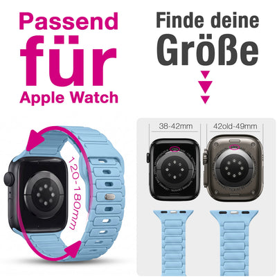 NALIA Pulse Silikon Armband kompatibel mit Apple Watch Armband iWatch Series Ultra/SE 10 9 8 7 6 5 4 3 2 1, 42/44/45/46/49mm, 3D Sportarmband mit Steck-Pin Verschluss Ozeanblau NALIA Silikon Armband