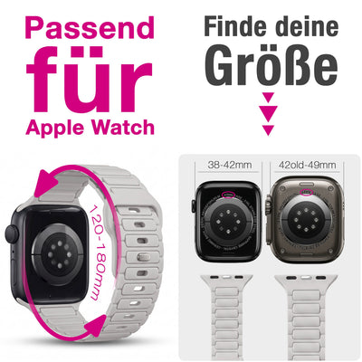 NALIA Pulse Silikon Armband kompatibel mit Apple Watch Armband iWatch Series Ultra/SE 10 9 8 7 6 5 4 3 2 1, 42/44/45/46/49mm, 3D Sportarmband mit Steck-Pin Verschluss Polarstern Sandweiss NALIA Silikon Armband