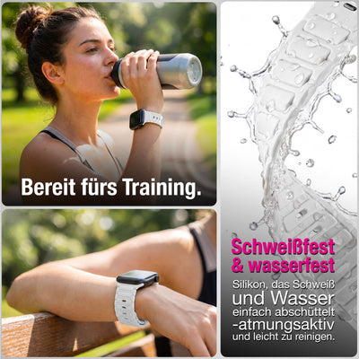 NALIA Pulse Silikon Armband kompatibel mit Apple Watch Armband iWatch Series Ultra/SE 10 9 8 7 6 5 4 3 2 1, 42/44/45/46/49mm, 3D Sportarmband mit Steck-Pin Verschluss Polarweiß NALIA Silikon Armband