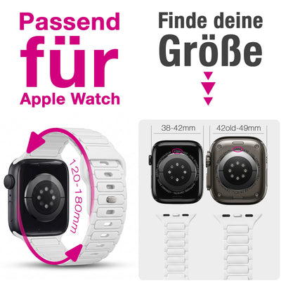 NALIA Pulse Silikon Armband kompatibel mit Apple Watch Armband iWatch Series Ultra/SE 10 9 8 7 6 5 4 3 2 1, 42/44/45/46/49mm, 3D Sportarmband mit Steck-Pin Verschluss Polarweiß NALIA Silikon Armband