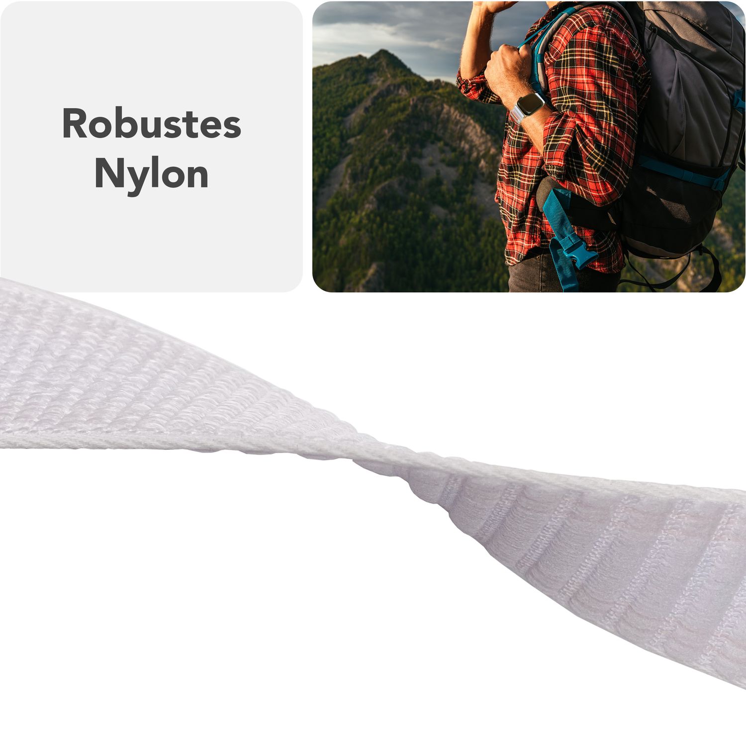 NALIA Evolv Armband für Apple Watch SE/10/9/8/7/6/5/4/3/2/1, Gehäusegröße 38/40/41/42mm, Gewebtes Stoffband Elastisches Nylon Uhrenband mit Klettverschluss Polarweiß NALIA Nylon Armband