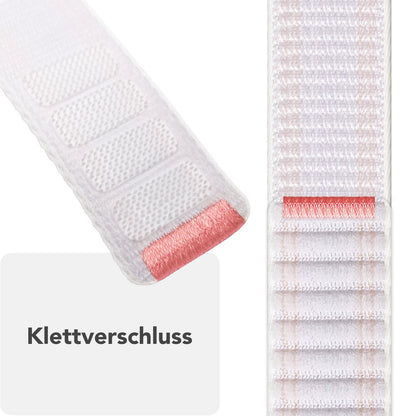 NALIA Evolv Armband für Apple Watch SE/10/9/8/7/6/5/4/3/2/1, Gehäusegröße 38/40/41/42mm, Gewebtes Stoffband Elastisches Nylon Uhrenband mit Klettverschluss Polarweiß NALIA Nylon Armband
