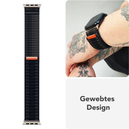 NALIA Evolv Armband für Apple Watch SE/10/9/8/7/6/5/4/3/2/1, Gehäusegröße 38/40/41/42mm, Gewebtes Stoffband Elastisches Nylon Uhrenband mit Klettverschluss Nachtschwarz NALIA Nylon Armband
