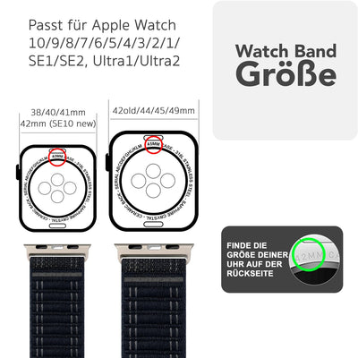 NALIA Evolv Nylon Armband kompatibel mit Apple Watch Armband iWatch Series Ultra/SE 10 9 8 7 6 5 4 3 2 1, 42/44/45/46/49mm, Leichtes Gewebtes Stoffband mit Klettverschluss