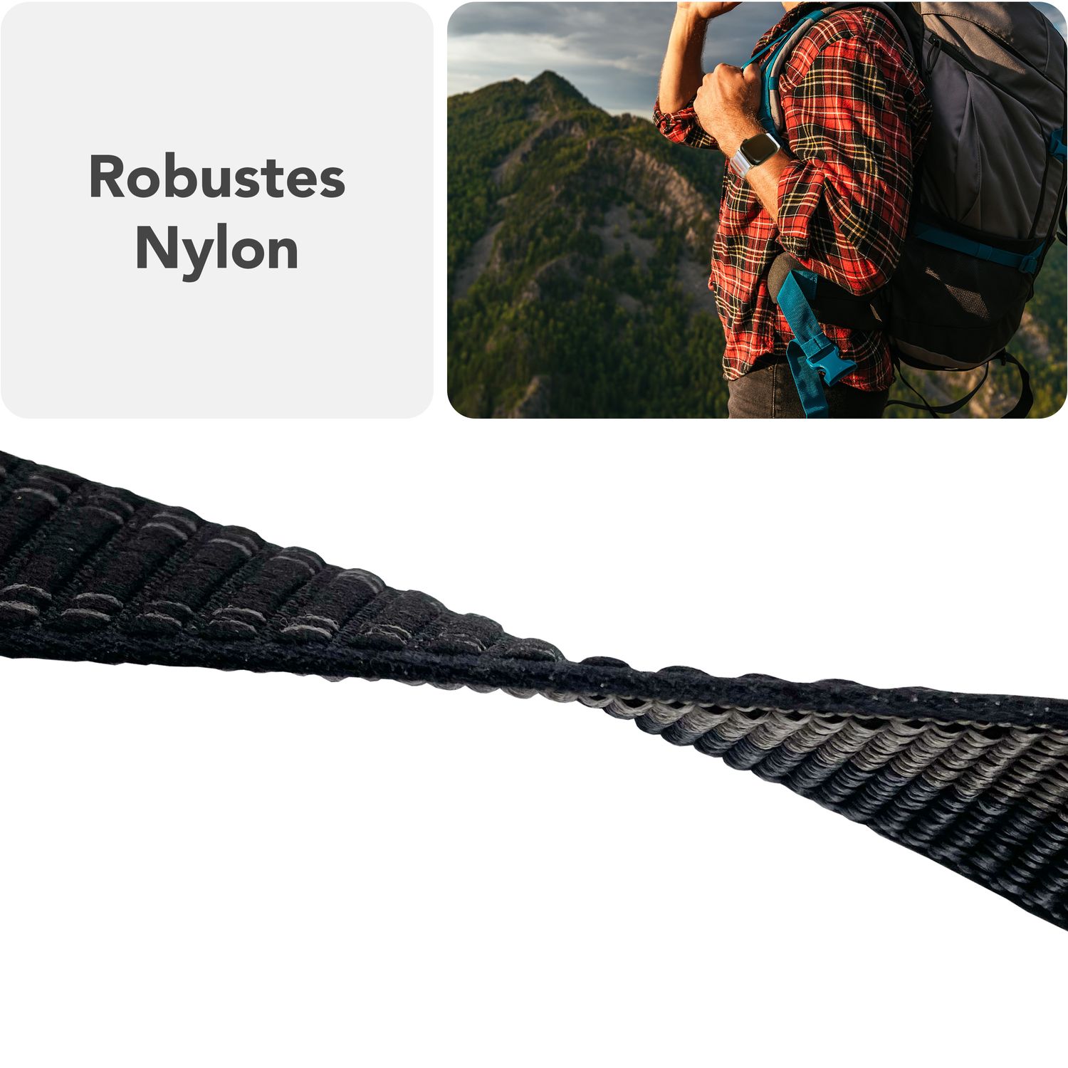 NALIA Evolv Armband für Apple Watch Ultra/SE/10/9/8/7/6/5/4/3/2/1, Gehäusegröße 42/44/45/46/49mm, Gewebtes Stoffband Elastisches Nylon Uhrenband mit Klettverschluss Nachtschwarz NALIA Nylon Armband