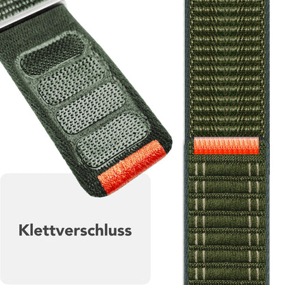 NALIA Evolv Armband für Apple Watch Ultra/SE/10/9/8/7/6/5/4/3/2/1, Gehäusegröße 42/44/45/46/49mm, Gewebtes Stoffband Elastisches Nylon Uhrenband mit Klettverschluss Waldgrün NALIA Nylon Armband