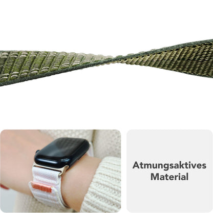 NALIA Evolv Armband für Apple Watch Ultra/SE/10/9/8/7/6/5/4/3/2/1, Gehäusegröße 42/44/45/46/49mm, Gewebtes Stoffband Elastisches Nylon Uhrenband mit Klettverschluss Waldgrün NALIA Nylon Armband
