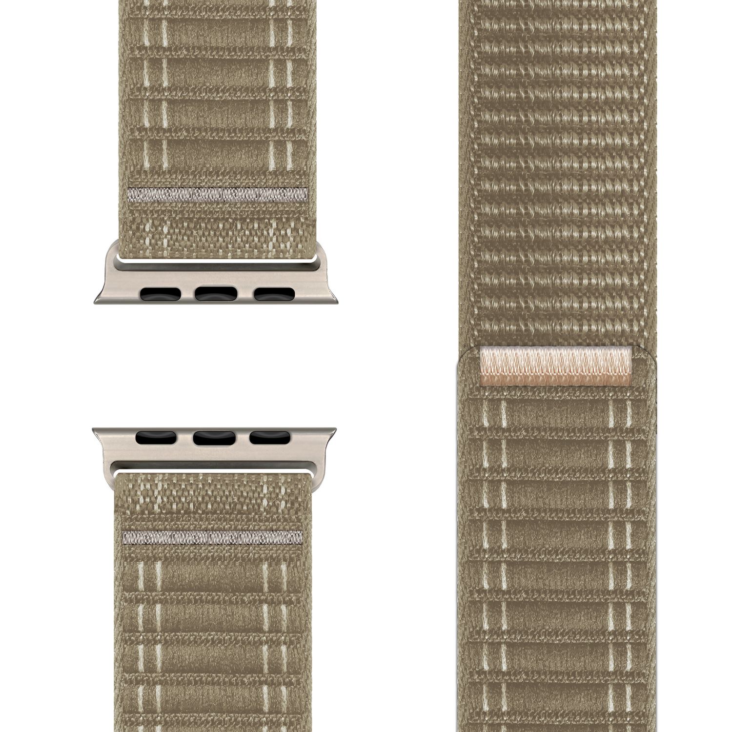 NALIA Evolv Armband für Apple Watch Ultra/SE/10/9/8/7/6/5/4/3/2/1, Gehäusegröße 42/44/45/46/49mm, Gewebtes Stoffband Elastisches Nylon Uhrenband mit Klettverschluss Latte Macchiato NALIA Nylon Armband