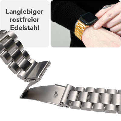 NALIA Apple Watch Armband Apple Watch Armband iWatch Series SE/10/9/8/7/6/5/4/3/ Eisstern Silber NALIA Metall Armband