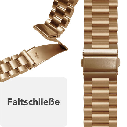 NALIA Mova Armband für Apple Watch SE/10/9/8/7/6/5/4/3/2/1, Gehäusegröße 38/40/41/42mm, Edelstahl Ersatzarmband mit Doppelfaltschließe, Metall Rostfrei Königs Gold NALIA Metall Armband