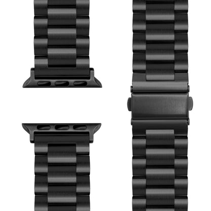 NALIA Mova Armband für Apple Watch SE/10/9/8/7/6/5/4/3/2/1, Gehäusegröße 38/40/41/42mm, Edelstahl Ersatzarmband mit Doppelfaltschließe, Metall Rostfrei Tiefschwarz NALIA Metall Armband