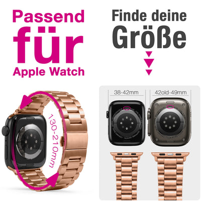NALIA Mova Edelstahl Armband kompatibel mit Apple Watch Armband iWatch Series SE/10/9/8/7/6/5/4/3/2/1, 38/40/41/42mm, Metall Ersatzarmband mit Doppelfaltschließe, Rostfrei Kupferrosé NALIA Metall Armband