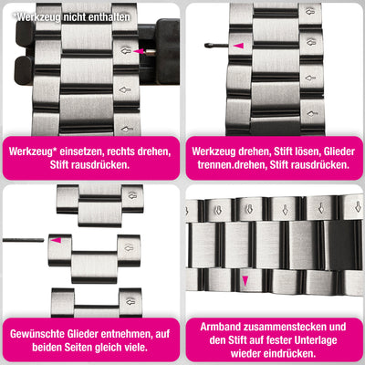 NALIA Mova Edelstahl Armband kompatibel mit Apple Watch Armband iWatch Series SE/10/9/8/7/6/5/4/3/2/1, 38/40/41/42mm, Metall Ersatzarmband mit Doppelfaltschließe, Rostfrei Eisstern Silber NALIA Metall Armband
