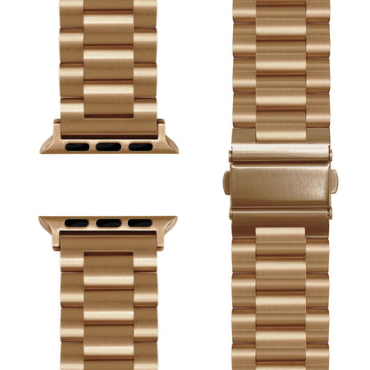 NALIA Mova Armband für Apple Watch Ultra/SE/10/9/8/7/6/5/4/3/2/1, Gehäusegröße 42/44/45/46/49mm, Edelstahl Ersatzarmband mit Doppelfaltschließe, Metall Rostfrei Königs Gold NALIA Metall Armband