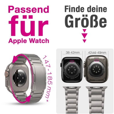 NALIA Argon Titan Armband kompatibel mit Apple Watch Armband iWatch Series SE/10/9/8/7/6/5/4/3/2/1, 38/40/41/42mm, Metall Ersatzarmband mit Faltschließe, Matt, Leicht, Rostfrei Titan Natur NALIA Metall Armband