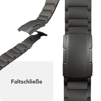 NALIA Argon Titan Armband für Apple Watch SE/10/9/8/7/6/5/4/3/2/1, Gehäusegröße 38/40/41/42mm, Rostfreies Metall Ersatzarmband mit Faltschließe Titan Schwarz NALIA Metall Armband