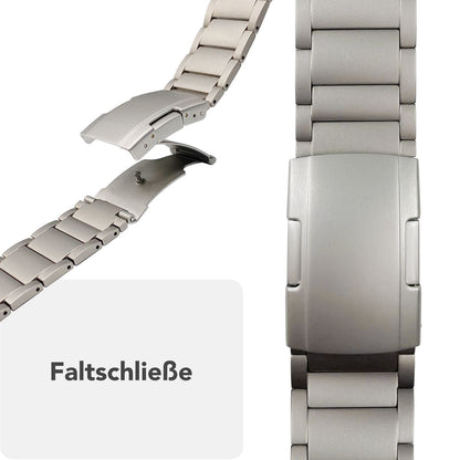 NALIA Argon Titan Armband für Apple Watch SE/10/9/8/7/6/5/4/3/2/1, Gehäusegröße 38/40/41/42mm, Rostfreies Metall Ersatzarmband mit Faltschließe Titan Natur NALIA Metall Armband
