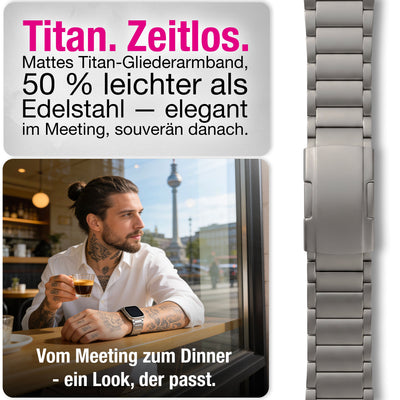 NALIA Argon Titan Armband kompatibel mit Apple iWatch Ultra/SE Series 10 9 8 7 6 5 4 3 2 1 42/44/45/46/49mm, Metall Ersatzarmband mit Doppelfaltschließe, Metallarmband Rostfrei Titan Natur NALIA Metall Armband
