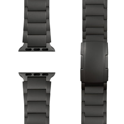 NALIA Argon Titan Armband für Apple Watch Ultra/SE/10/9/8/7/6/5/4/3/2/1, Gehäusegröße 42/44/45/46/49mm, Rostfreies Metall Ersatzarmband mit Faltschließe Titan Schwarz NALIA Metall Armband