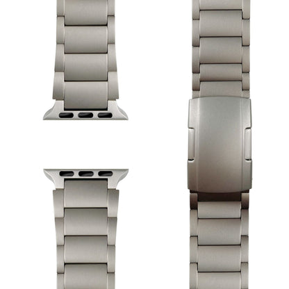 NALIA Argon Titan Armband für Apple Watch Ultra/SE/10/9/8/7/6/5/4/3/2/1, Gehäusegröße 42/44/45/46/49mm, Rostfreies Metall Ersatzarmband mit Faltschließe Titan Natur NALIA Metall Armband