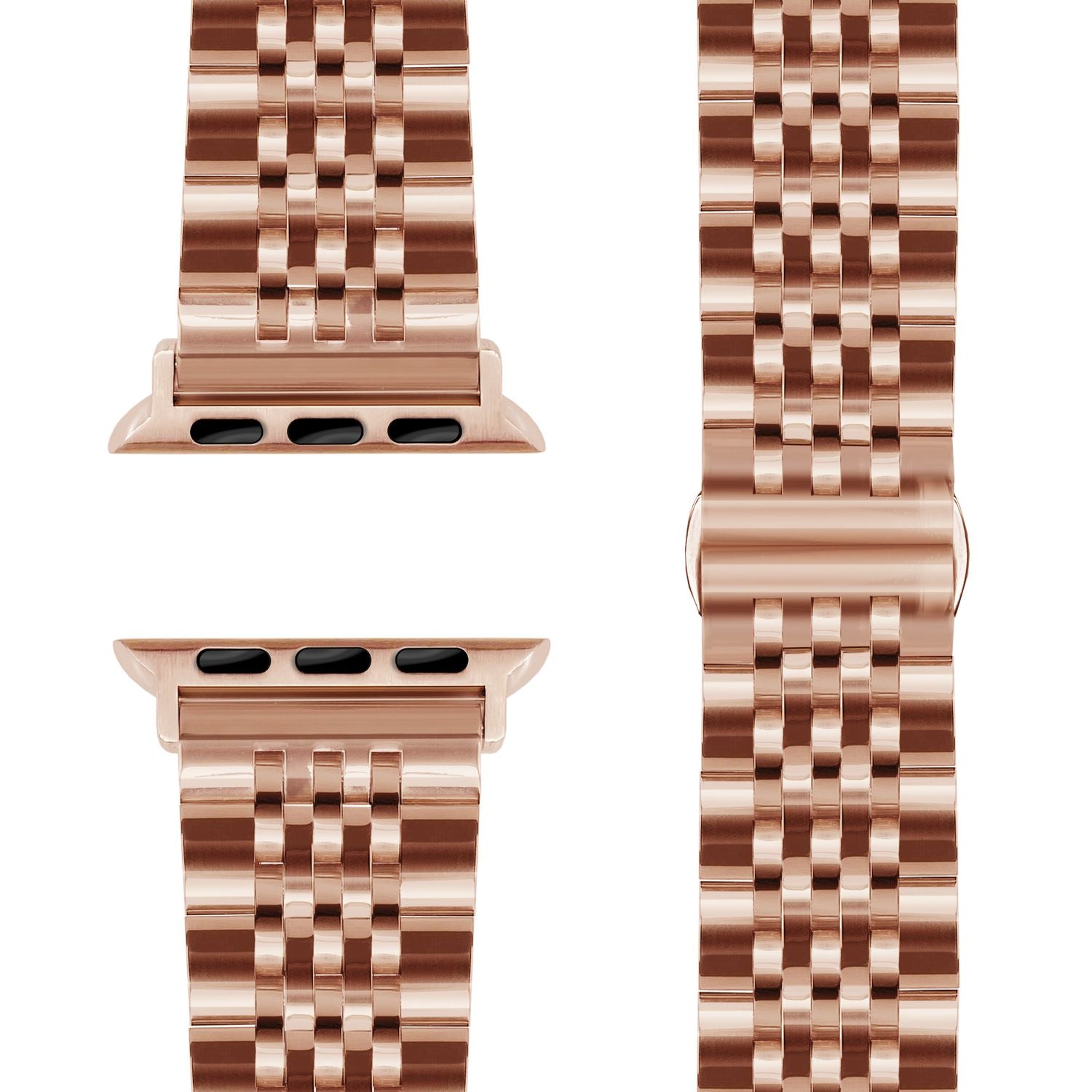 NALIA Trivo Edelstahl Armband für Apple Watch SE/10/9/8/7/6/5/4/3/2/1, Gehäusegröße 38/40/41/42mm, Metall Ersatzarmband Rostfrei mit Schmetterlingsschließe Kupferrosé NALIA Metall Armband