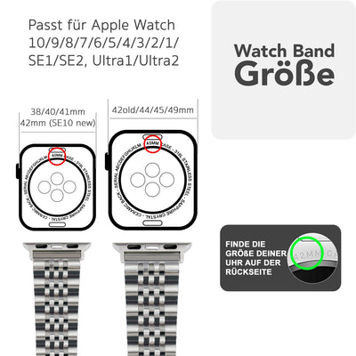 NALIA Apple Watch Armband Apple Watch Armband Ultra/SE Series 10 9 8 7 6 5 4 3 2 Platin Silber NALIA Metall Armband