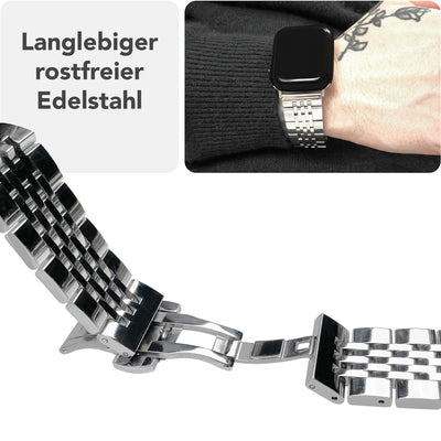 NALIA Apple Watch Armband Apple Watch Armband Ultra/SE Series 10 9 8 7 6 5 4 3 2 Platin Silber NALIA Metall Armband