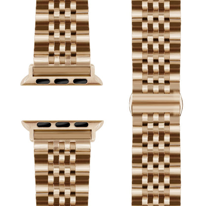 NALIA Trivo Edelstahl Armband für Apple Watch Ultra/SE/10/9/8/7/6/5/4/3/2/1, Gehäusegröße 42/44/45/46/49mm, Metall Ersatzarmband Rostfrei mit Schmetterlingsschließe Champagner Gold NALIA Metall Armband