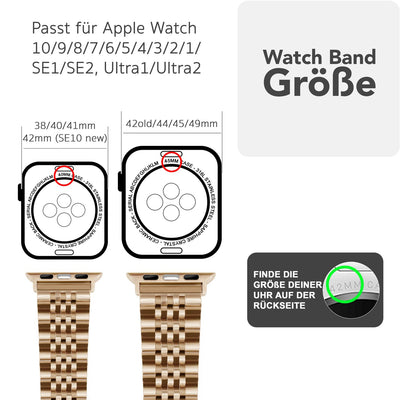 NALIA Apple Watch Armband Apple Watch Armband Ultra/SE Series 10 9 8 7 6 5 4 3 2 Champagner Gold NALIA Metall Armband
