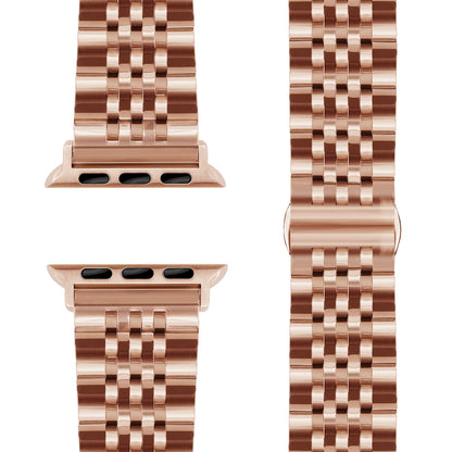 NALIA Trivo Edelstahl Armband für Apple Watch Ultra/SE/10/9/8/7/6/5/4/3/2/1, Gehäusegröße 42/44/45/46/49mm, Metall Ersatzarmband Rostfrei mit Schmetterlingsschließe Kupferrosé NALIA Metall Armband