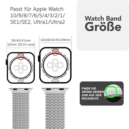 NALIA Alvia Mesh Loop Armband für Apple Watch SE/10/9/8/7/6/5/4/3/2/1, Gehäusegröße 38/40/41/42mm, Atmungsaktives Magnetisches Edelstahl Ersatzarmband Eisstern Silber NALIA Metall Armband