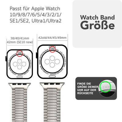 NALIA Chronos Edelstahl Armband kompatibel mit Apple Watch Armband SE iWatch Series 10 9 8 7 6 5 4 3 2 1 38/40/41/42mm, Magnetisches Loop-Armband aus Metall mit Schnellverschluss Mondsilber NALIA Metall Armband