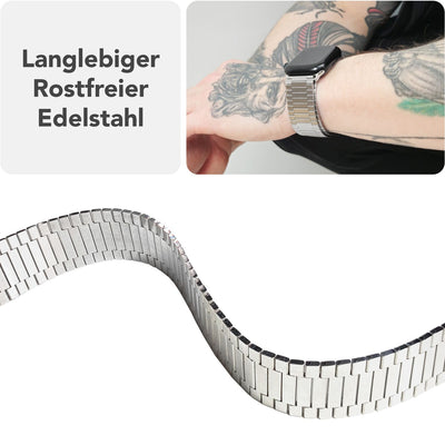 NALIA Chronos Edelstahl Armband kompatibel mit Apple Watch Armband SE iWatch Series 10 9 8 7 6 5 4 3 2 1 38/40/41/42mm, Magnetisches Loop-Armband aus Metall mit Schnellverschluss Mondsilber NALIA Metall Armband