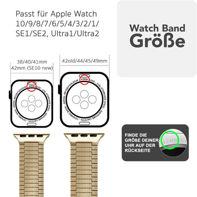 NALIA Chronos Edelstahl Armband kompatibel mit Apple Watch Armband SE iWatch Series 10 9 8 7 6 5 4 3 2 1 38/40/41/42mm, Magnetisches Loop-Armband aus Metall mit Schnellverschluss Sonnengold NALIA Metall Armband