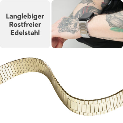 NALIA Chronos Edelstahl Armband kompatibel mit Apple Watch Armband SE iWatch Series 10 9 8 7 6 5 4 3 2 1 38/40/41/42mm, Magnetisches Loop-Armband aus Metall mit Schnellverschluss Sonnengold NALIA Metall Armband
