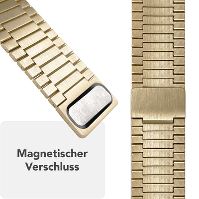 NALIA Chronos Edelstahl Armband kompatibel mit Apple Watch Armband SE iWatch Series 10 9 8 7 6 5 4 3 2 1 38/40/41/42mm, Magnetisches Loop-Armband aus Metall mit Schnellverschluss Sonnengold NALIA Metall Armband